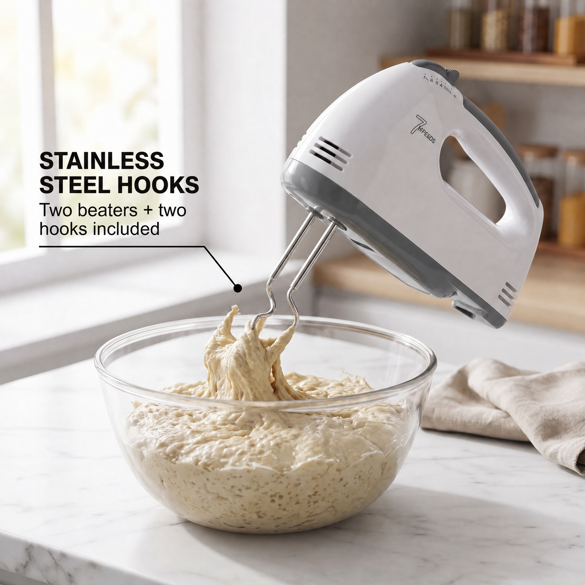 FilkMoss 7-Speed Electric Handheld Egg Beater & Mixer