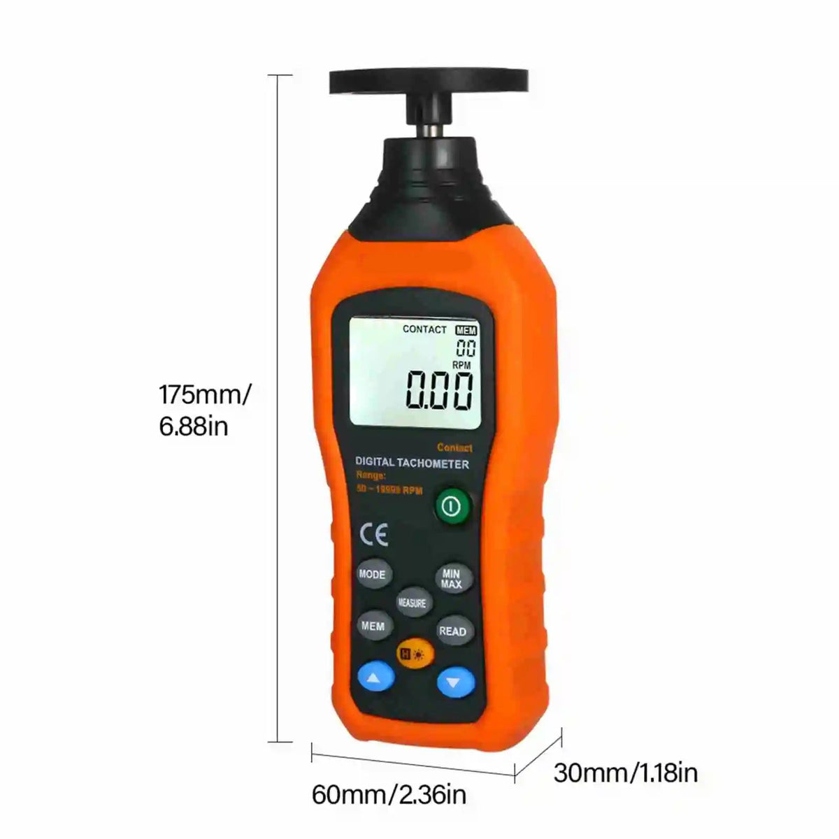 InfiWeas Professional Contact Tachometer for Industrial RPM & Surface Speed