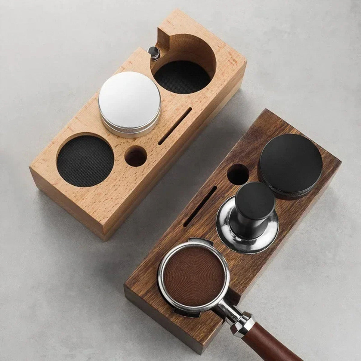 TampeVost Solid Wood Coffee Tamper Holder & Barista Station