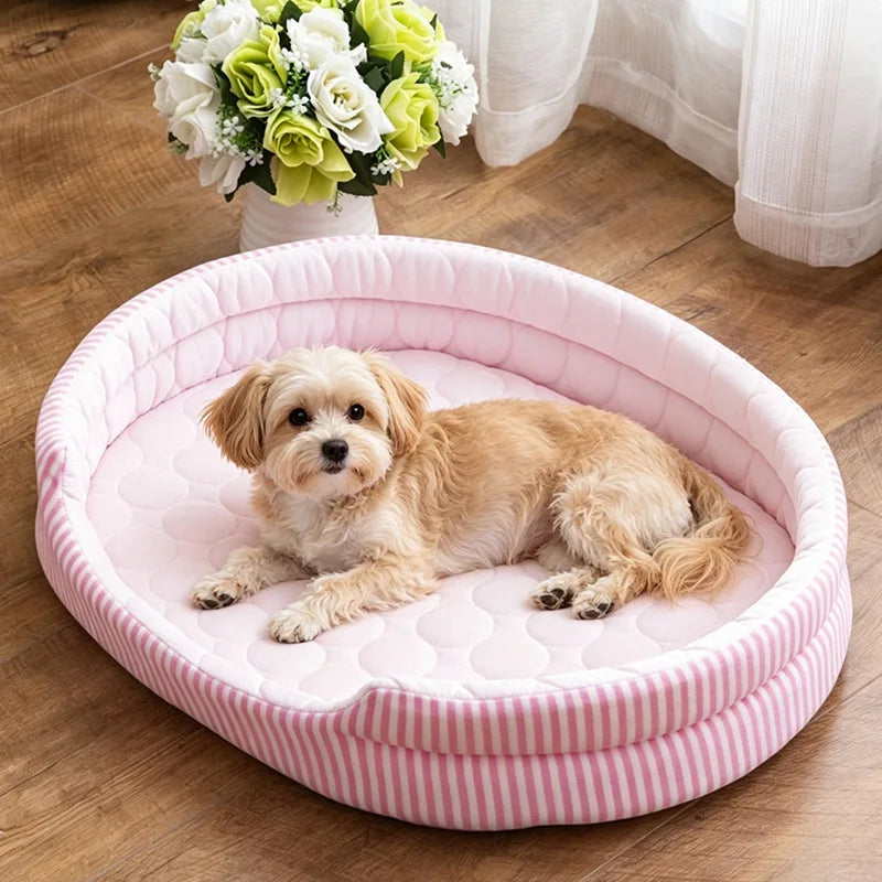 WelRigno Cooling Dog Bed - Ice Fiber Reversible Inner Pad Breathable Airflow No Gel