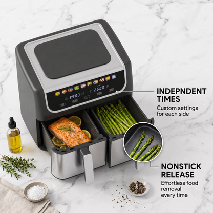 RoastyAir Dual Basket Air Fryer for Healthy Cooking