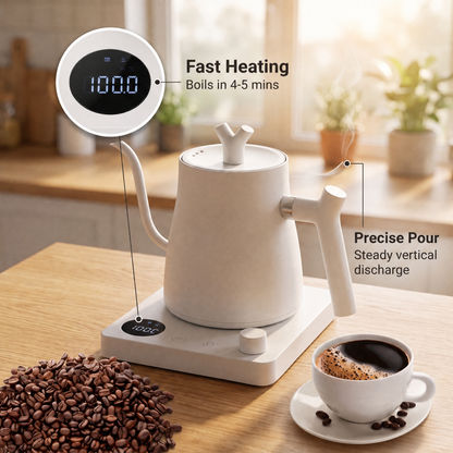 NisFlume Electric Gooseneck Kettle with Temperature Control & 304 Stainless Steel