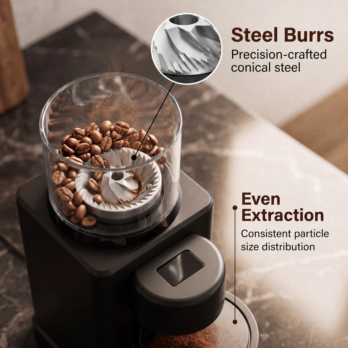 NeadGrint Electric Conical Burr Coffee Grinder for Espresso