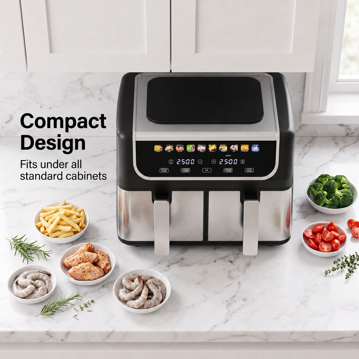 RoastyAir Dual Basket Air Fryer for Healthy Cooking