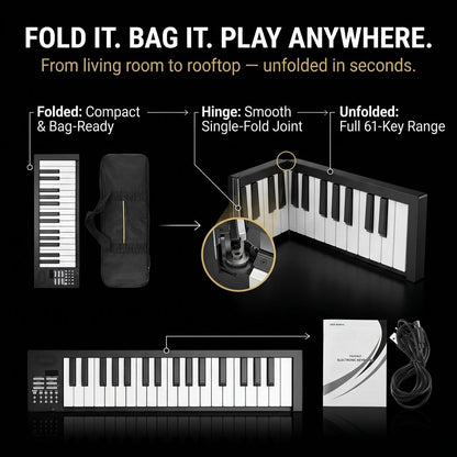 NoteArop 61-Key Foldable Electronic Piano Portable Keyboard