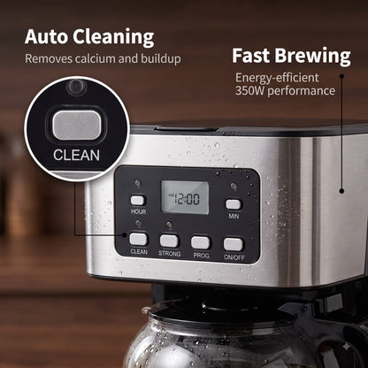 CatyFond 1.5L Programmable Drip Coffee Maker with 24H Timer