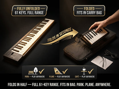 NoteArop 61-Key Foldable Electronic Piano Portable Keyboard