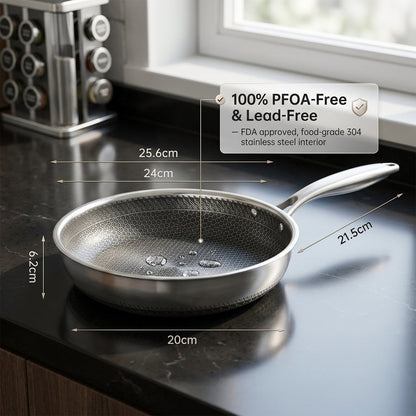 FizStainy Honeycomb Hybrid Non-Stick Skillet Pan