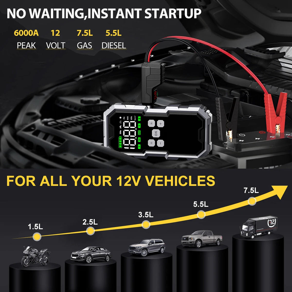 Jumpenic 7000A Portable Car Battery Jump Starter and Tire Inflator