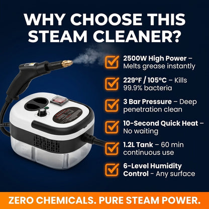 Steam Cleaner 2500W High Temp & Pressure SteamPuci