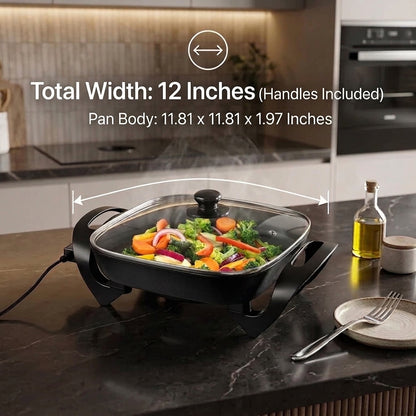 EltroPix 12-Inch 1400W Electric Skillet with Precision Control