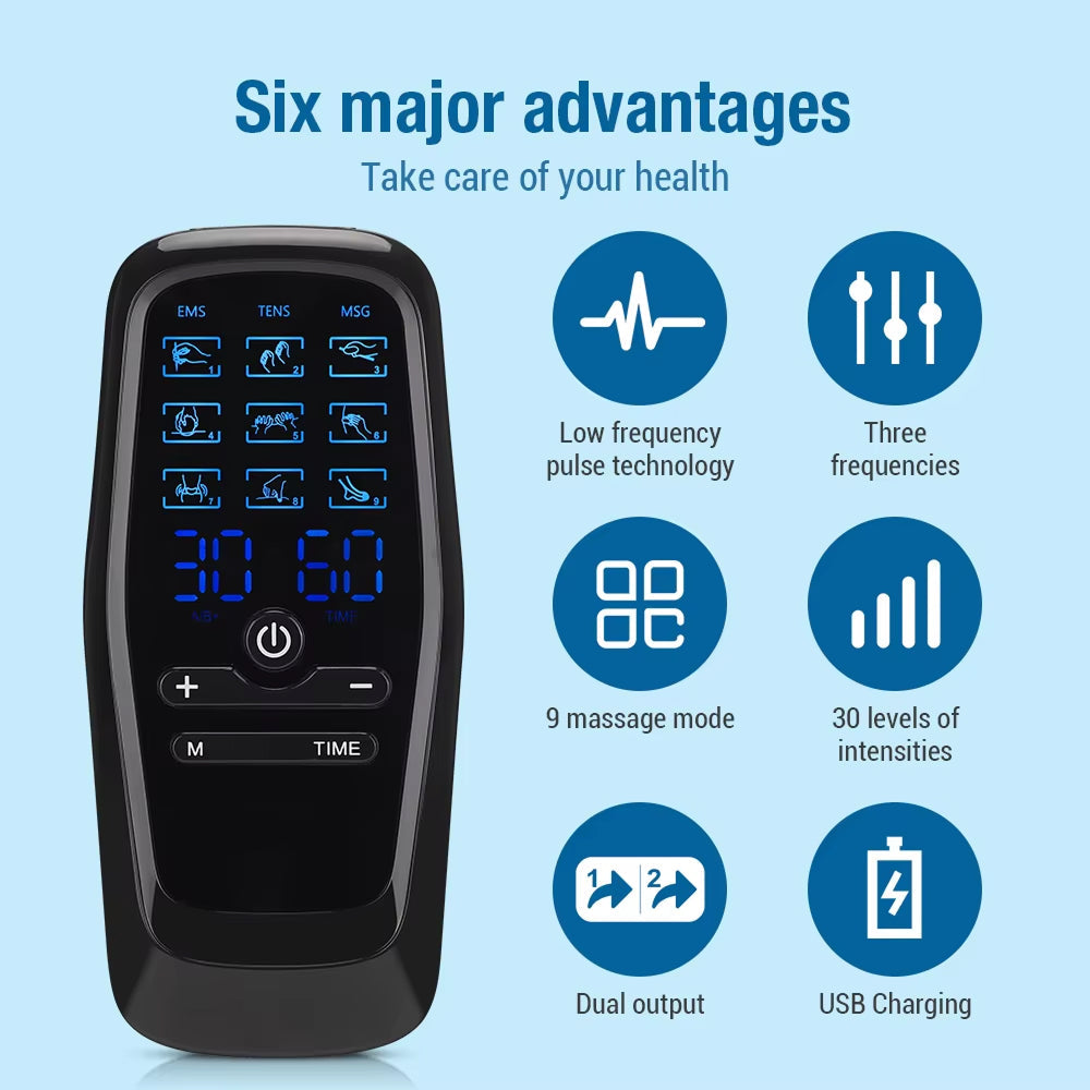AcoReliv TENS Unit & EMS Muscle Stimulator, 3-in-1 Electric Massager, Dual Channel