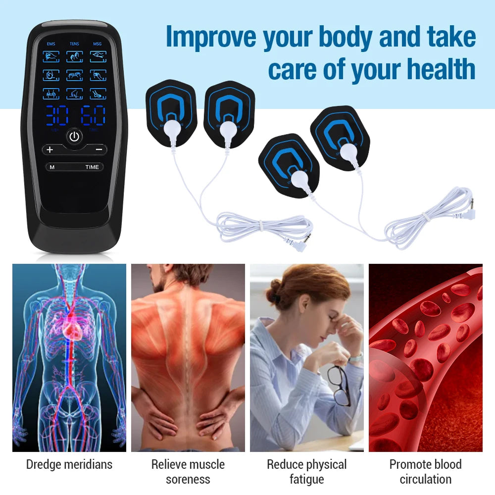 AcoReliv TENS Unit & EMS Muscle Stimulator, 3-in-1 Electric Massager, Dual Channel