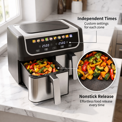 RoastyAir Dual Basket Air Fryer for Healthy Cooking