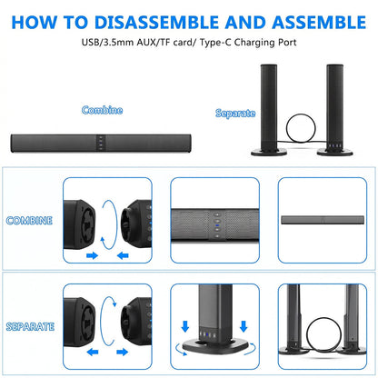 BariSovix 4-Speaker Surround Soundbar with Subwoofer