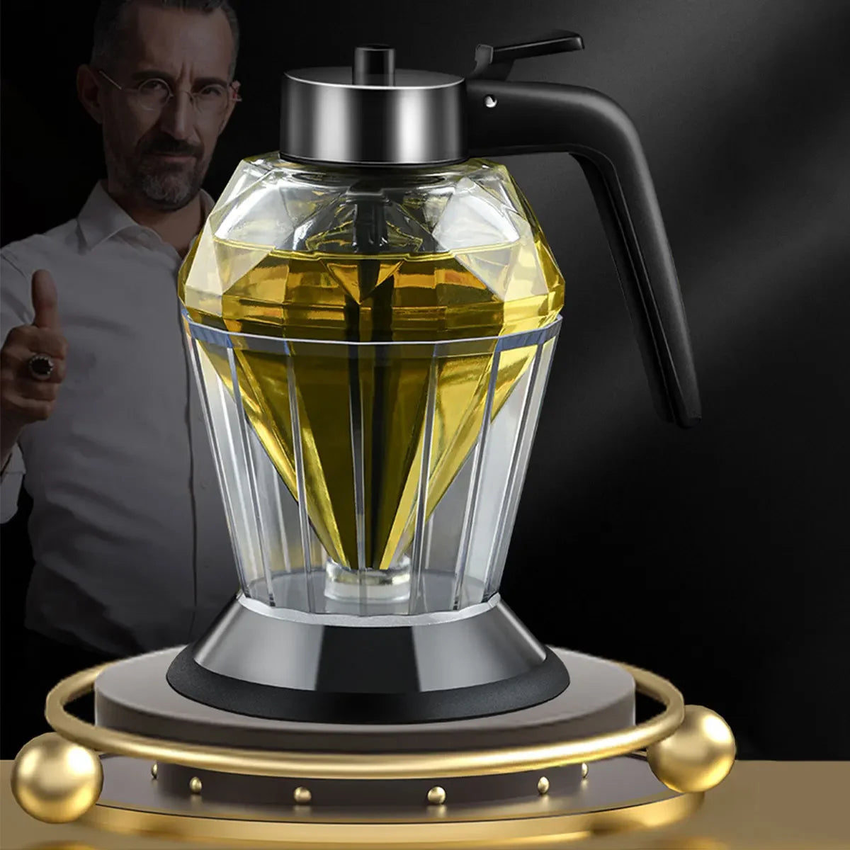 Beesipot Drip-Free Glass Honey Dispenser with Stand