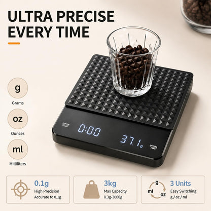 BevosFam Precision Coffee Scale with Timer