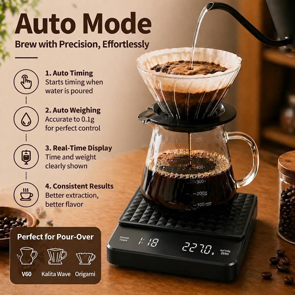 BevosFam Precision Coffee Scale with Timer