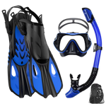 3-in-1 Snorkeling Gear 180 Panoramic Tempered Glass Mask Dry Top Fins BlicMask