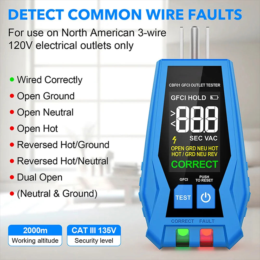 BortDesi 2-in-1 Digital Circuit Breaker Finder with GFCI Tester