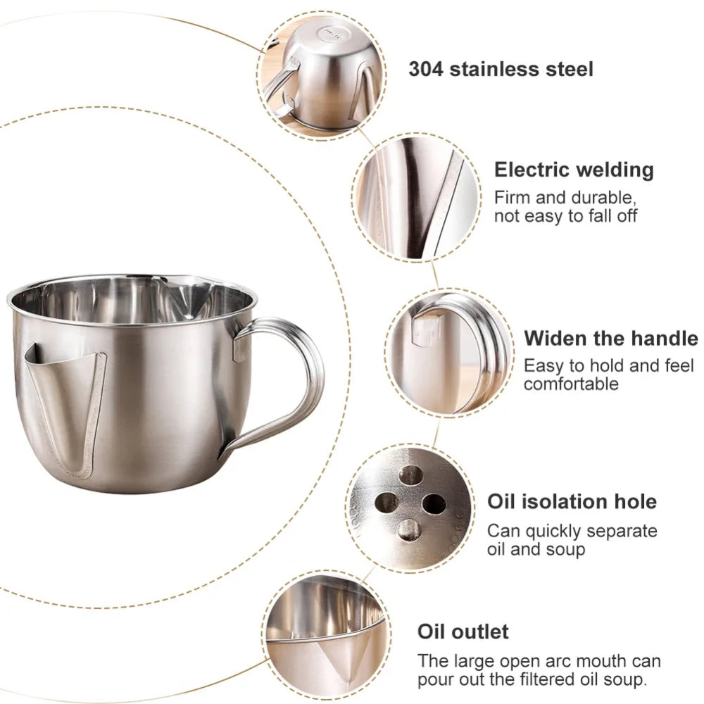 Bowlanix 1000ml Stainless Steel Fat Separator Gravy Strainer Bowl