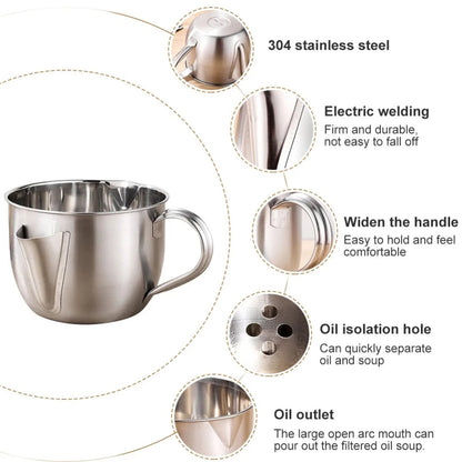 Bowlanix 1000ml Stainless Steel Fat Separator Gravy Strainer Bowl
