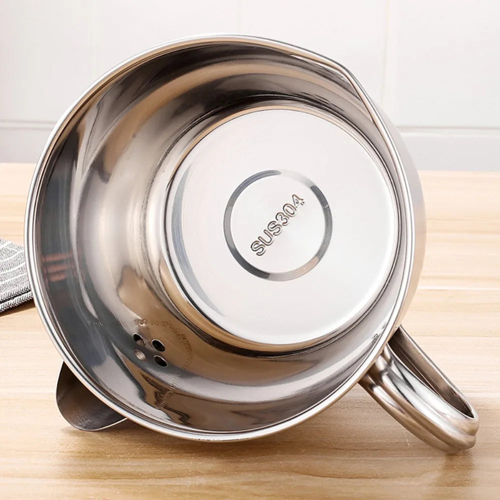 Bowlanix 1000ml Stainless Steel Fat Separator Gravy Strainer Bowl