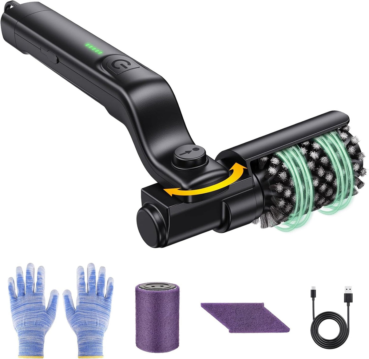 BruxMixi Electric Grill Brush 8-Angle Adjustable Head with 400 RPM 3-Speed Motor