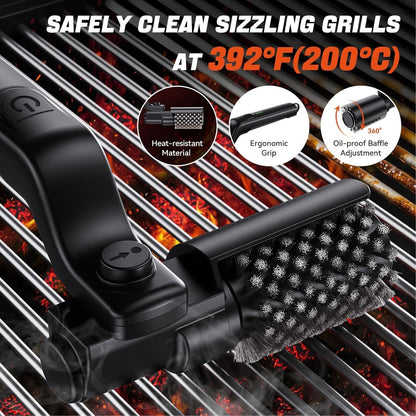 BruxMixi Electric Grill Brush 8-Angle Adjustable Head with 400 RPM 3-Speed Motor