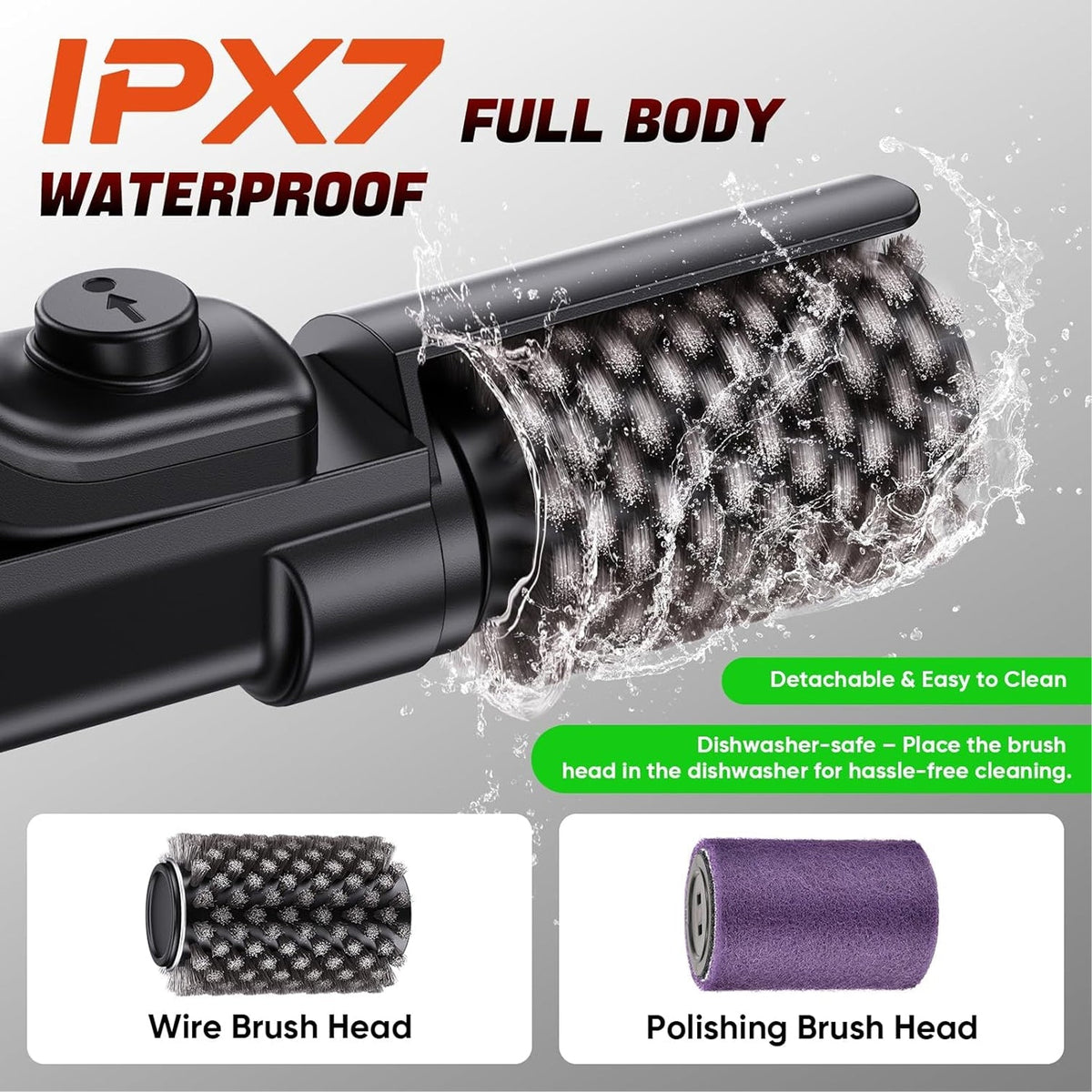 BruxMixi Electric Grill Brush 8-Angle Adjustable Head with 400 RPM 3-Speed Motor