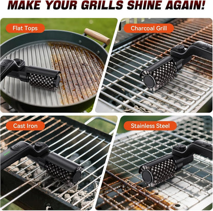 BruxMixi Electric Grill Brush 8-Angle Adjustable Head with 400 RPM 3-Speed Motor