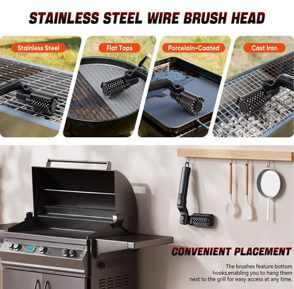 BruxMixi Electric Grill Brush 8-Angle Adjustable Head with 400 RPM 3-Speed Motor