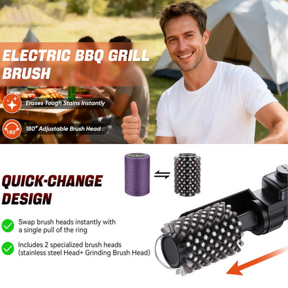 BruxMixi Electric Grill Brush 8-Angle Adjustable Head with 400 RPM 3-Speed Motor