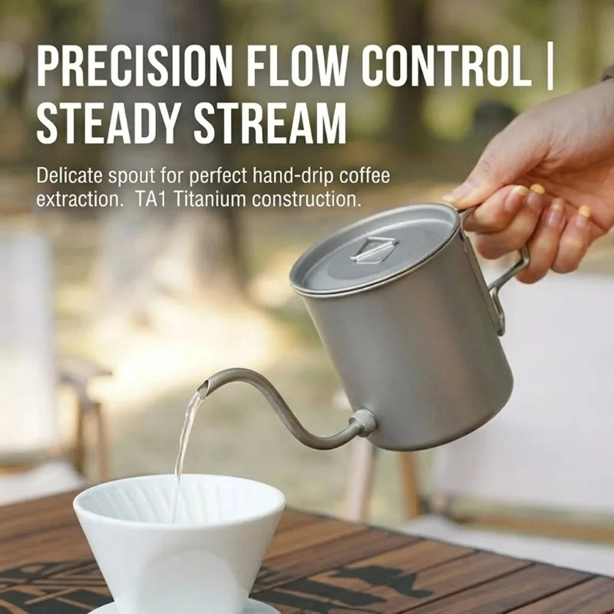 CaborWel Titanium Pour Over Kettle for Camping & Backpacking