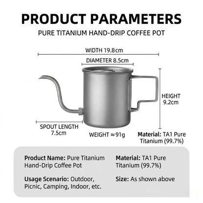 CaborWel Titanium Pour Over Kettle for Camping & Backpacking