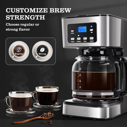 CatyFond 1.5L Programmable Drip Coffee Maker with 24H Timer