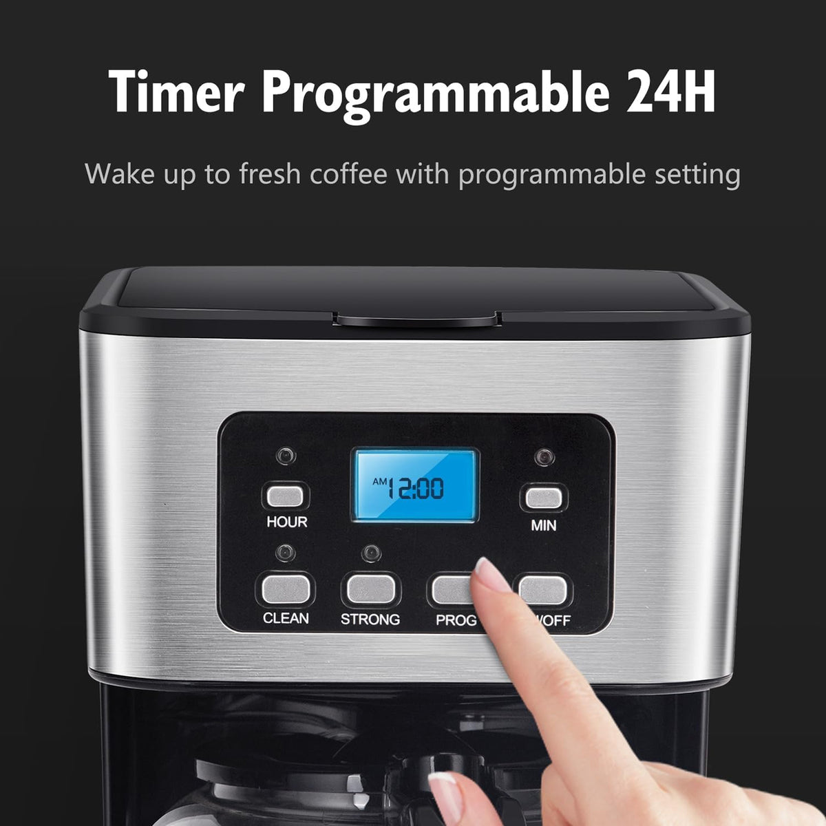 CatyFond 1.5L Programmable Drip Coffee Maker with 24H Timer