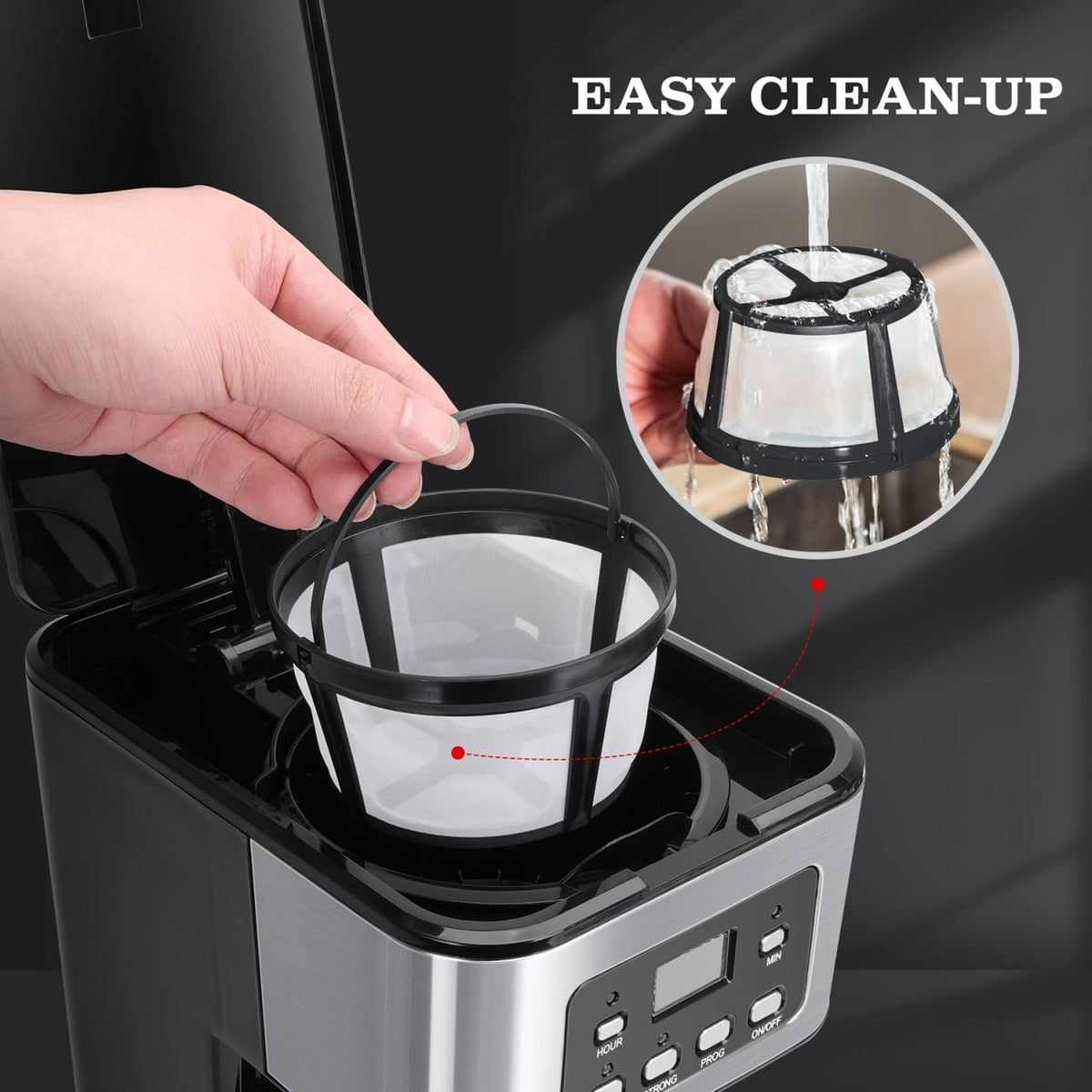 CatyFond 1.5L Programmable Drip Coffee Maker with 24H Timer