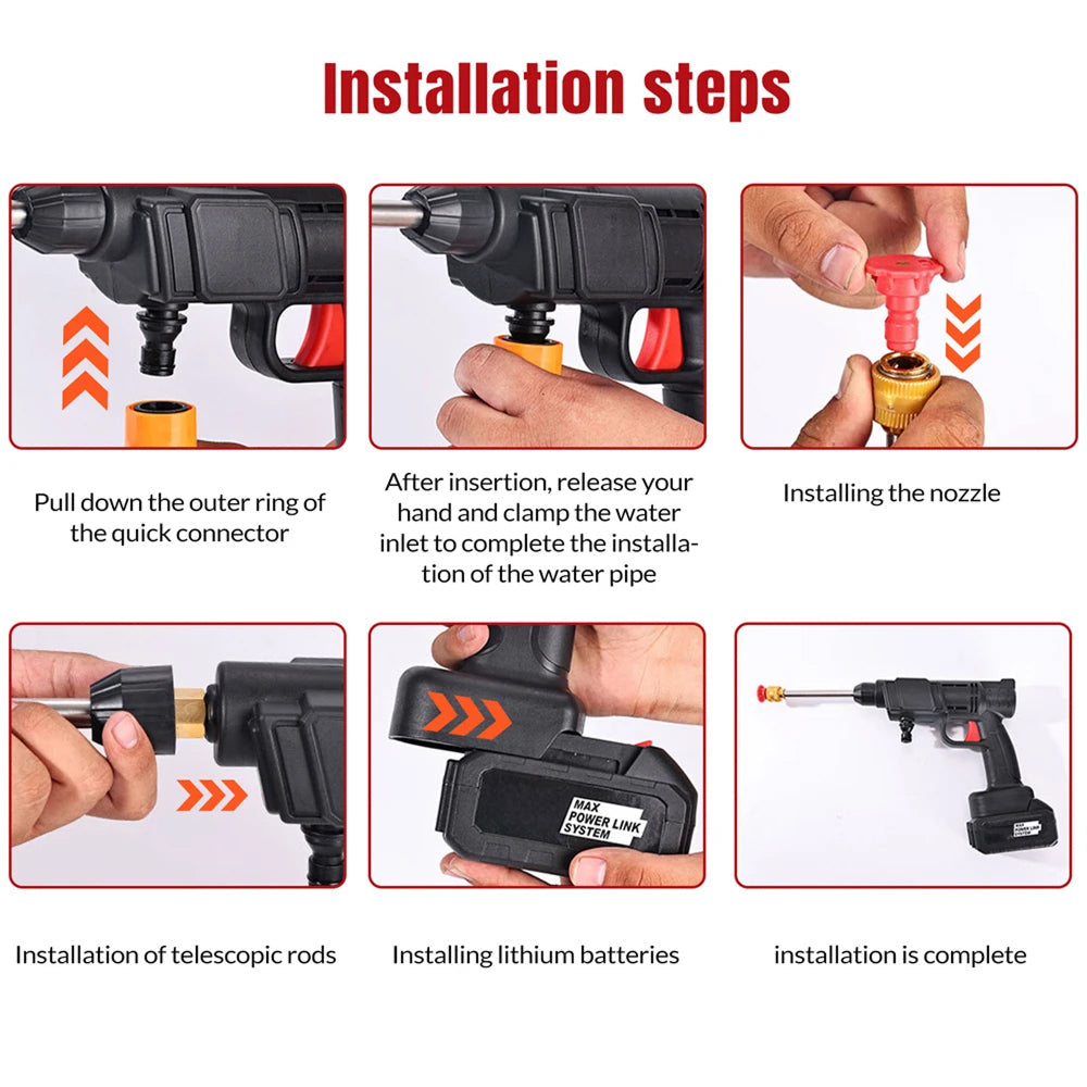 CinoAqua Portable Cordless Pressure Washer - 300W Car Water Gun