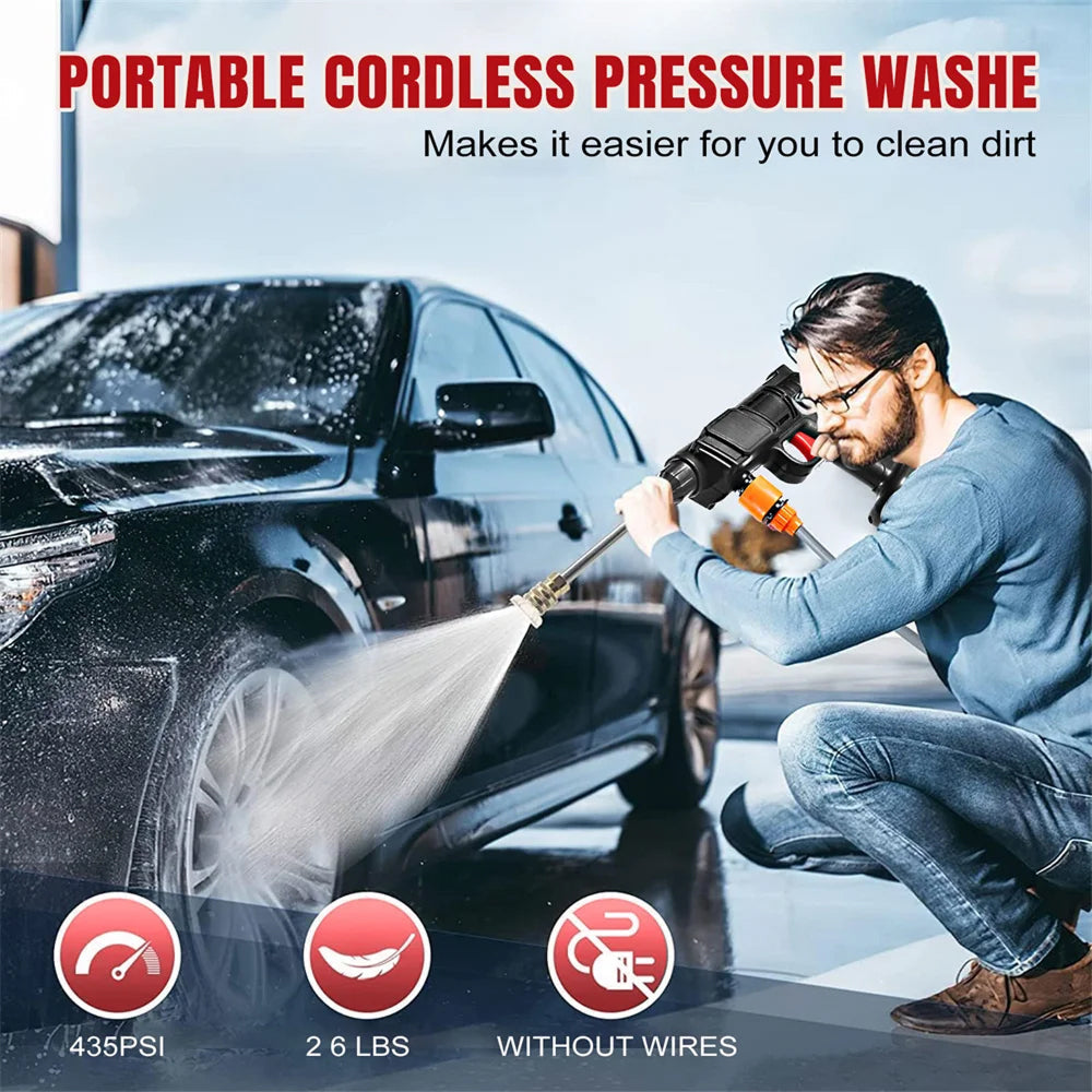 CinoAqua Portable Cordless Pressure Washer - 300W Car Water Gun