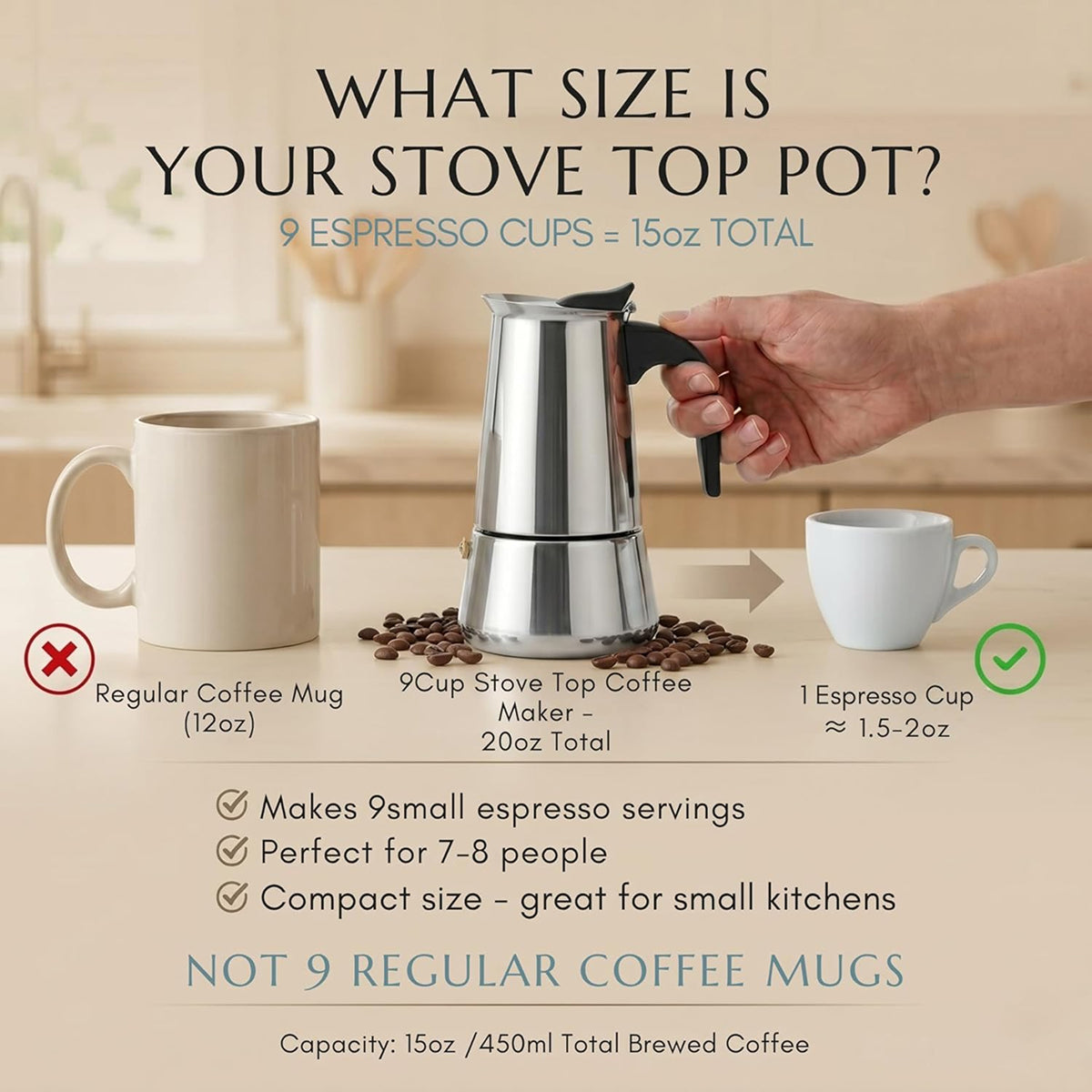 TinnoPour Stainless Steel Stove Top Espresso Maker