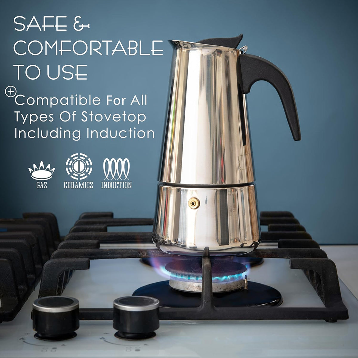TinnoPour Stainless Steel Stove Top Espresso Maker