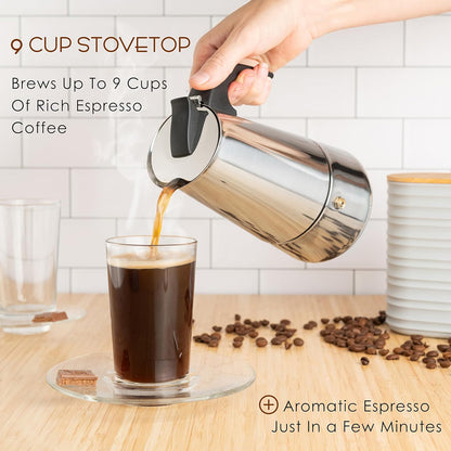 TinnoPour Stainless Steel Stove Top Espresso Maker