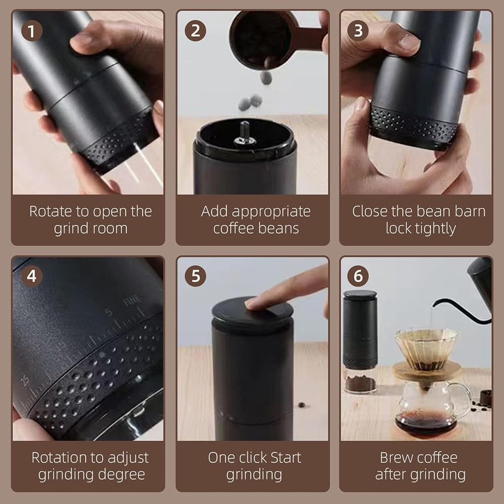 CoffGris Portable Electric Coffee Grinder with Ceramic Burr