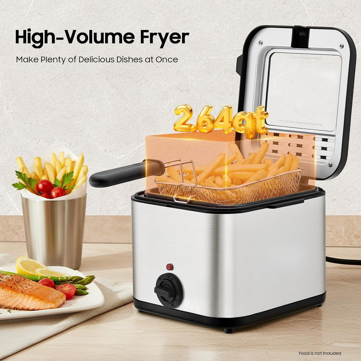 CookFris 2.5L Electric Deep Fryer 1000W Stainless Steel