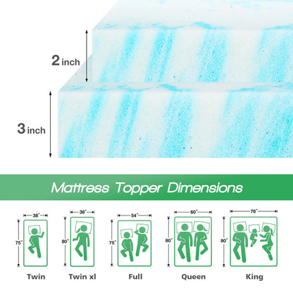 Queen Mattress Topper 3 Inch Gel Memory Foam Cooling Mattress Pad CrofGant