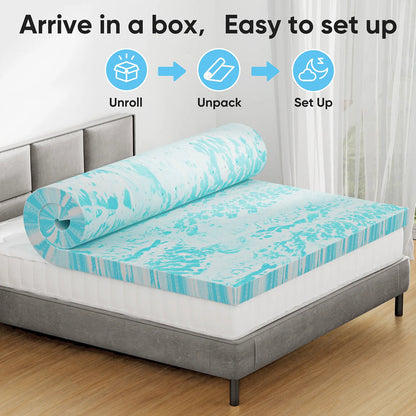 Queen Mattress Topper 3 Inch Gel Memory Foam Cooling Mattress Pad CrofGant