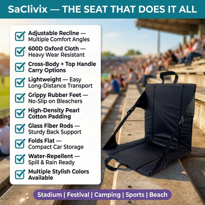 SaClivix Reclining Stadium Seat for Bleachers and Camping