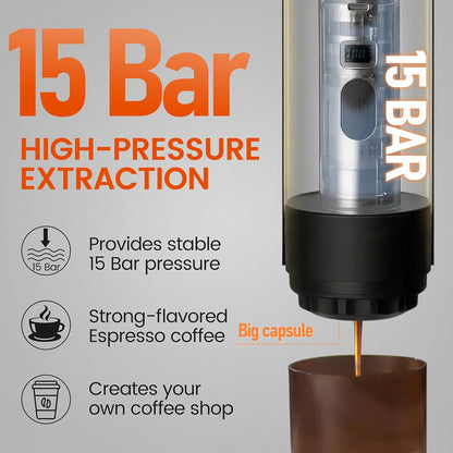 DreMilvo Wireless 15Bar Portable Coffee Machine