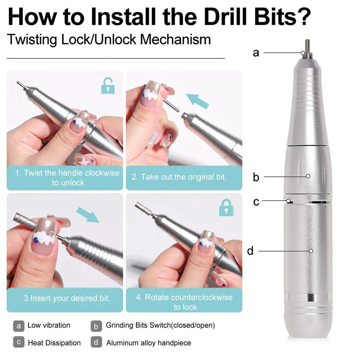 DrilixDox 45,000 RPM Professional Cordless Nail Drill Kit